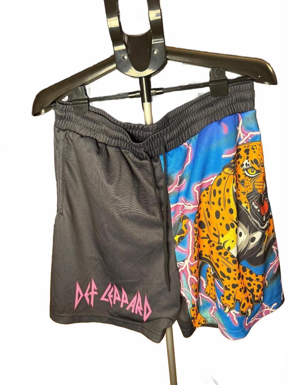 Def Leppard Graphic Music basketball lounge shorts lightening leopard